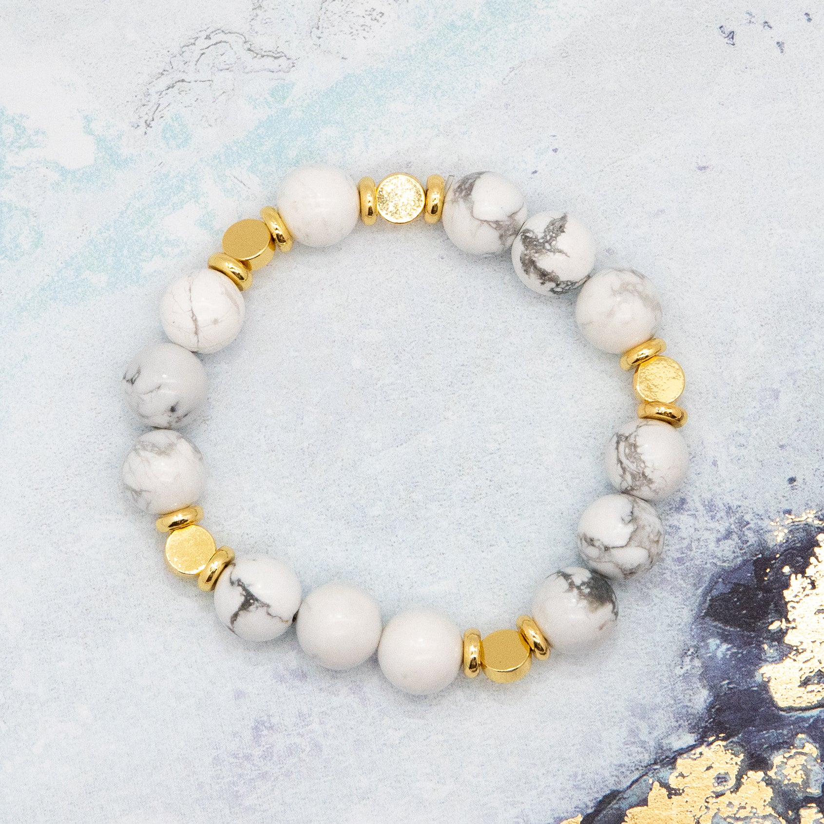 Timeless  Handmade White Gemstone Bracelet with Gold Accent - Relato.Jewelry