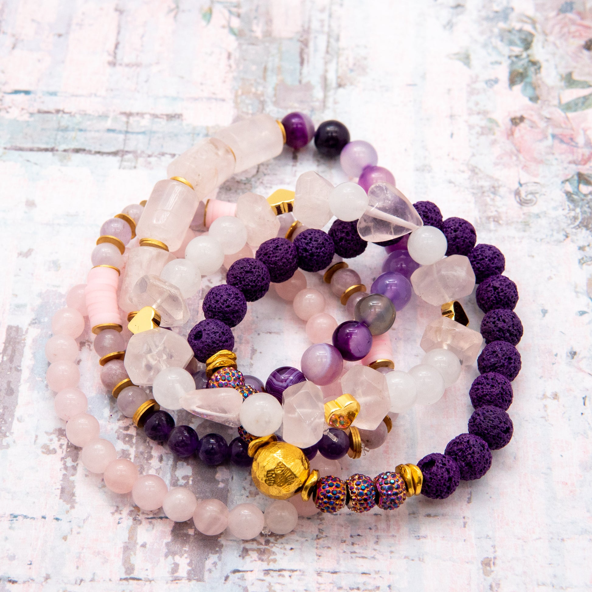 Whimsical Purple and Pink Tone Mix and Match Bracelet - Relato.Jewelry