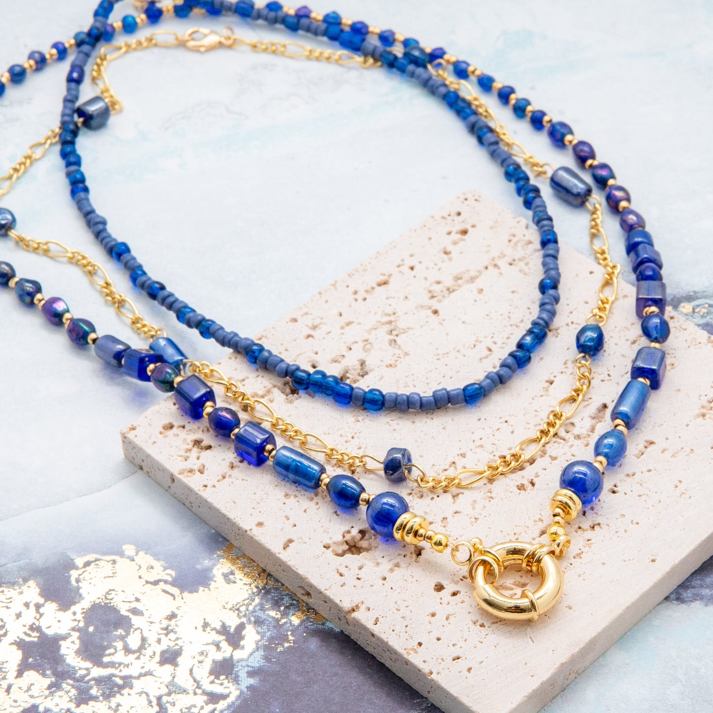 3-in-1 Lapis Lazuli Intense Deep Blue Mix & Match Necklace - Relato.Jewelry