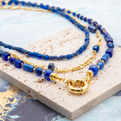 3-in-1 Lapis Lazuli Intense Deep Blue Mix & Match Necklace - Relato.Jewelry