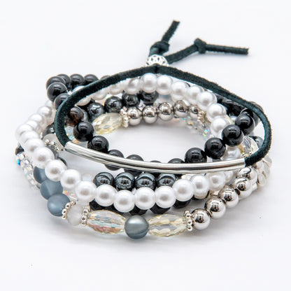 Silver Night Mix & Match Bracelet - Captivating Blend of Silver & Black-toned Elements - Relato.Jewelry