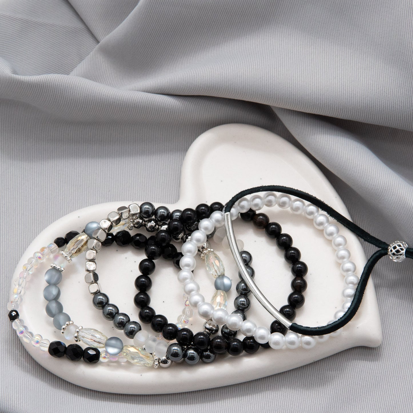 Silver Night Mix & Match Bracelet - Captivating Blend of Silver & Black-toned Elements - Relato.Jewelry