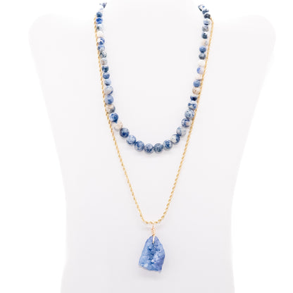 Deep blue Nevada Lapis with Solidate Stones Necklace - Relato.Jewelry