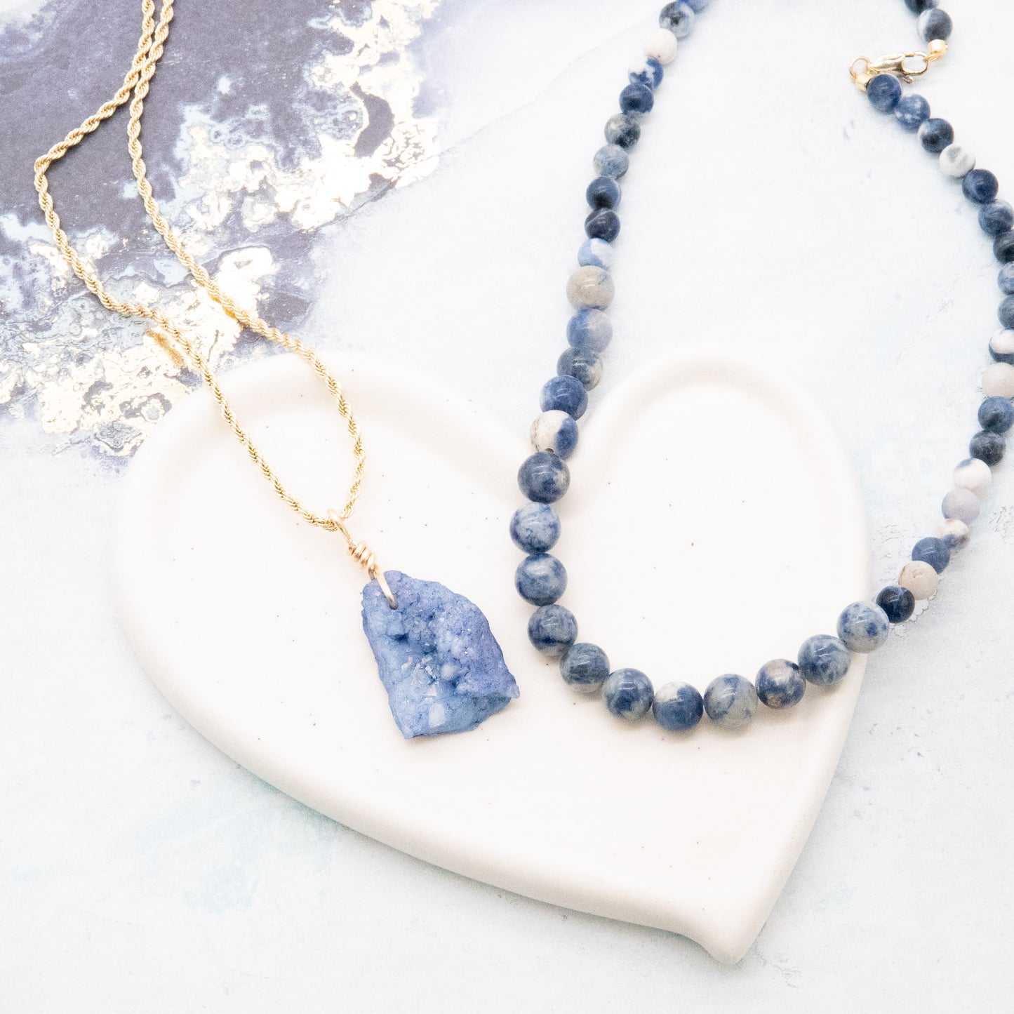 Deep blue Nevada Lapis with Solidate Stones Necklace - Relato.Jewelry