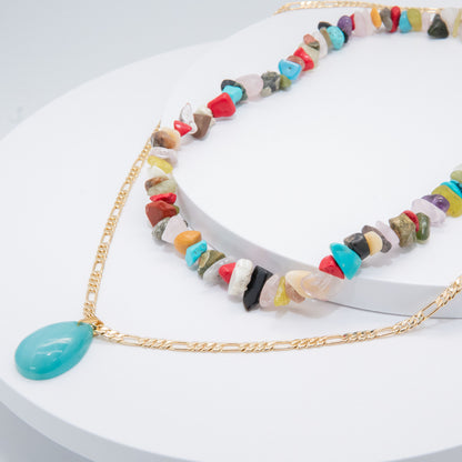 Multi-Color & Blue Agate Stackable Necklace