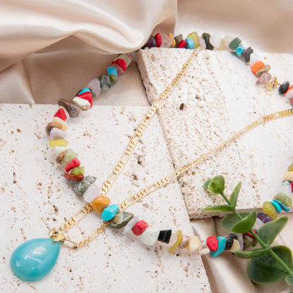 Multi-Color & Blue Agate Stackable Necklace