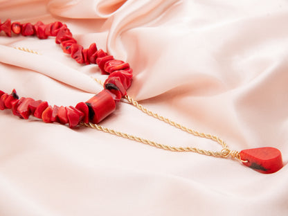 Red Coral Tibetan Stackable Necklace