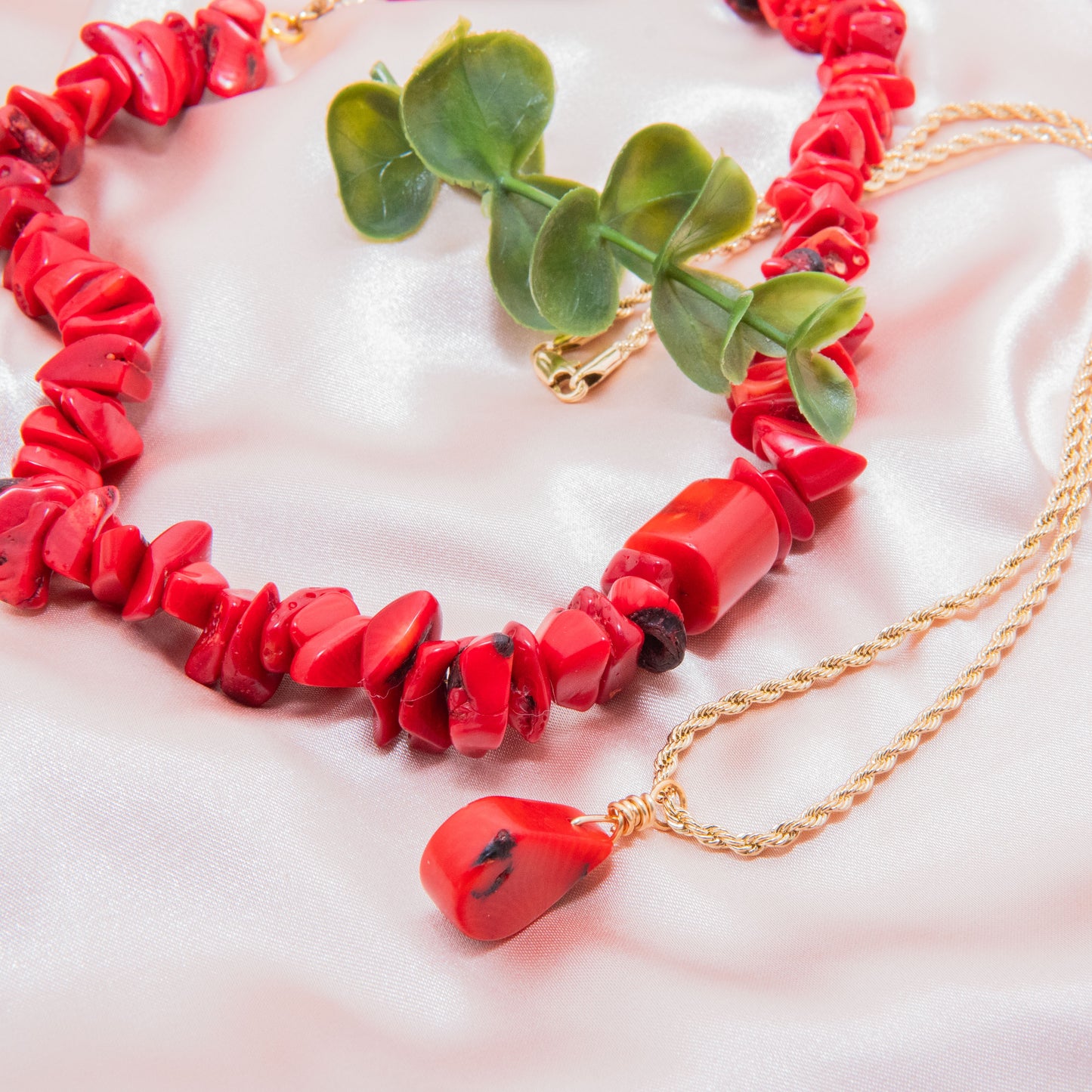 Red Coral Tibetan Stackable Necklace