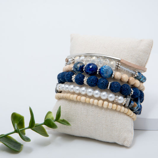 All Around Blue Waves Stack Bracelet