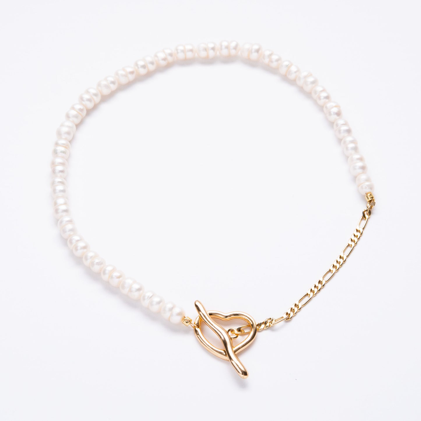 Cultured Pearl & Gold Heart Choker Necklace