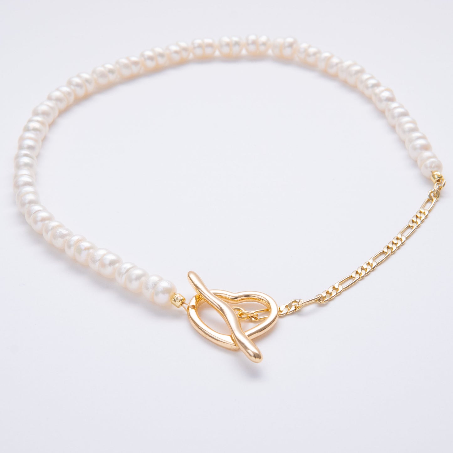 Cultured Pearl & Gold Heart Choker Necklace