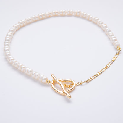 Cultured Pearl & Gold Heart Choker Necklace