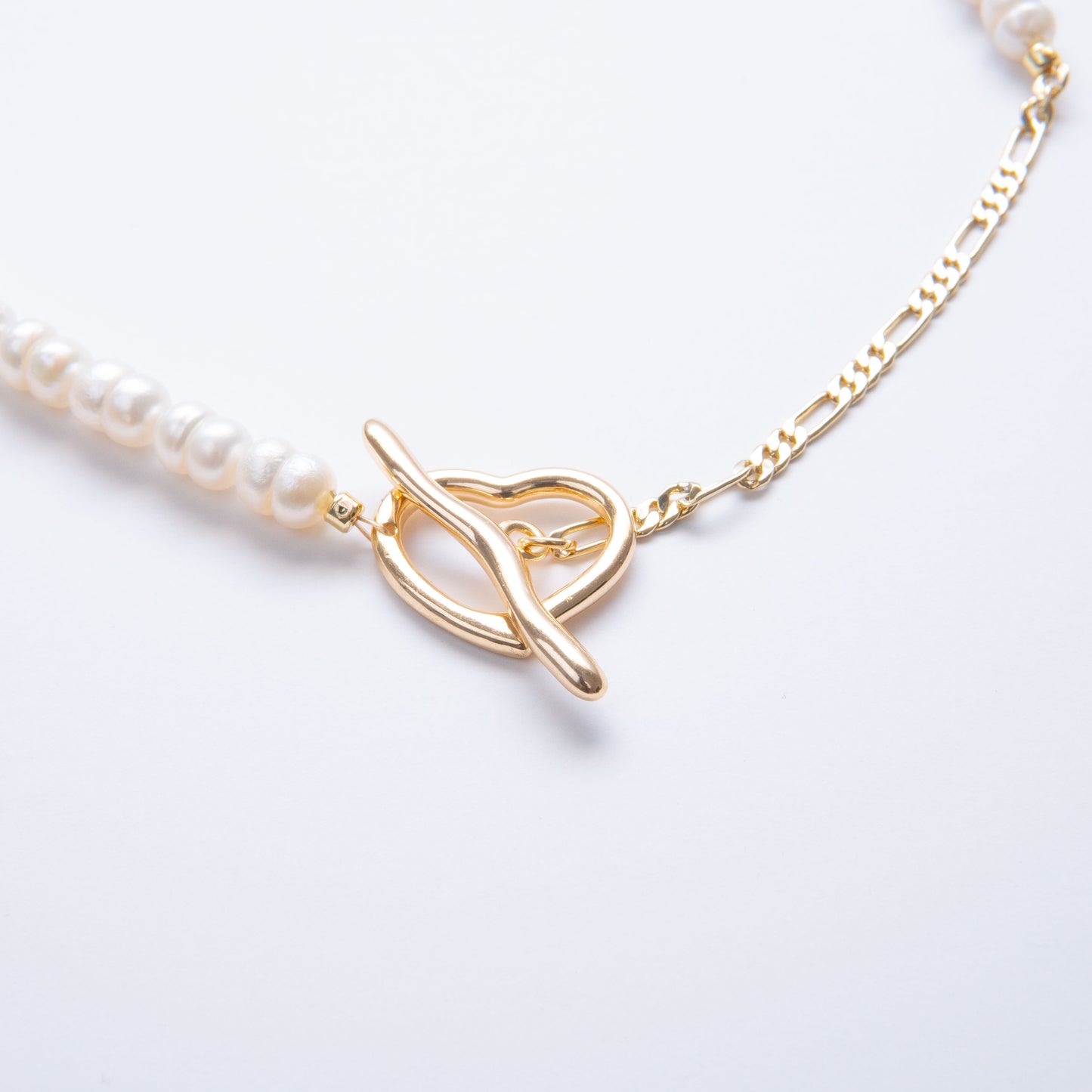 Cultured Pearl & Gold Heart Choker Necklace