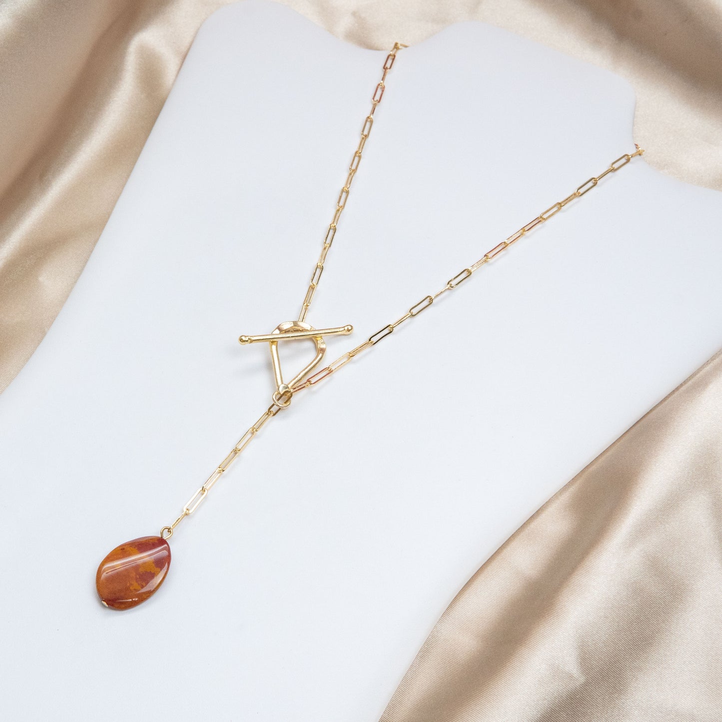 Carnelian Front Hook Statement Necklace