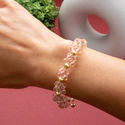 Handmade Water Pink Crystal Flower Bracelet