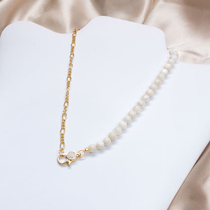 Mother of Pearl Mid Half 14K GF Necklace