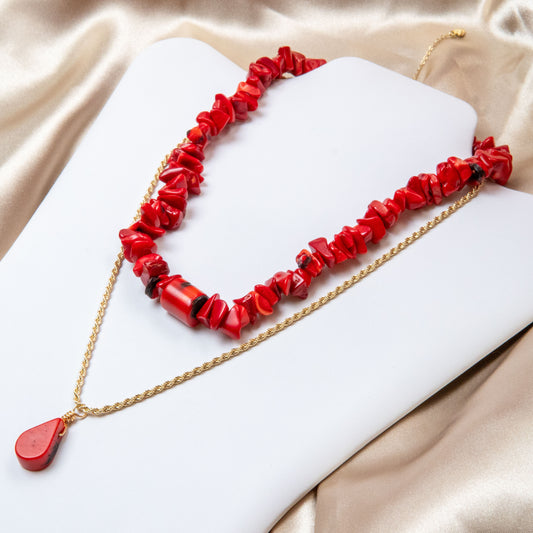 Red Coral Tibetan Stackable Necklace