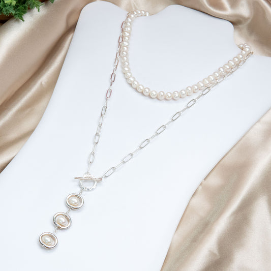 Cultured Sea Pearl & Shell Layered Necklace