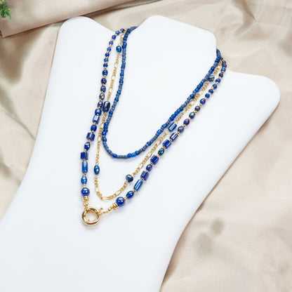 3-in-1 Lazuli Intense Deep Blue Layered Necklace