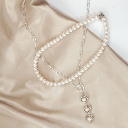 Cultured Sea Pearl & Shell Layered Necklace