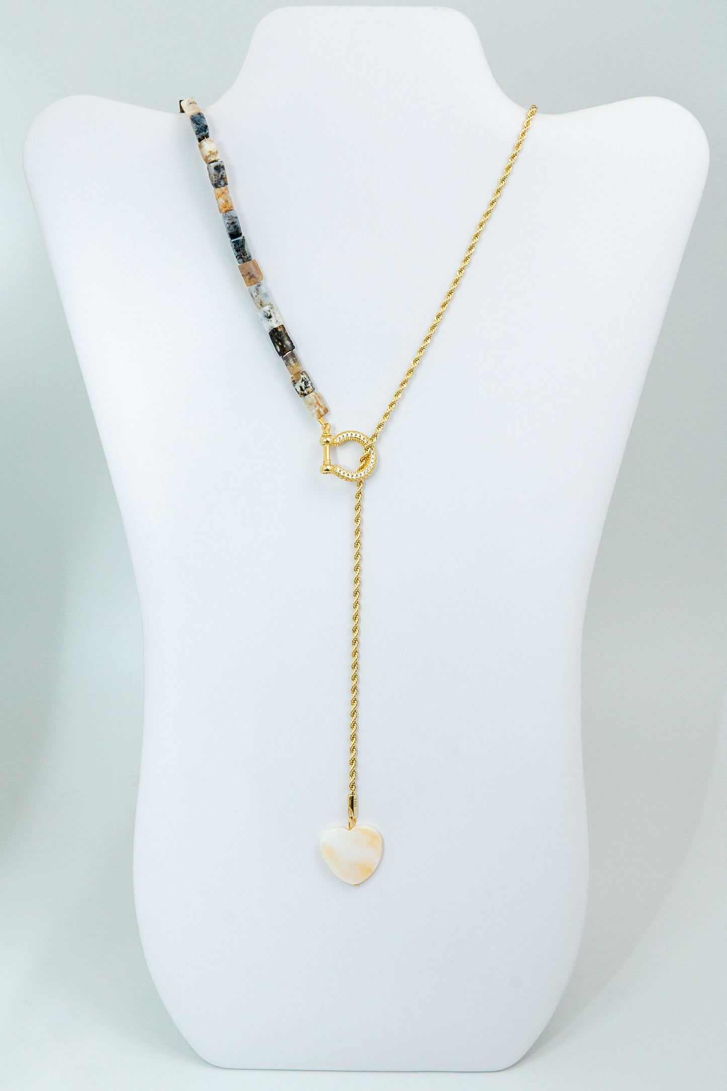 Mother Of Pearl and Stone Statement Necklace