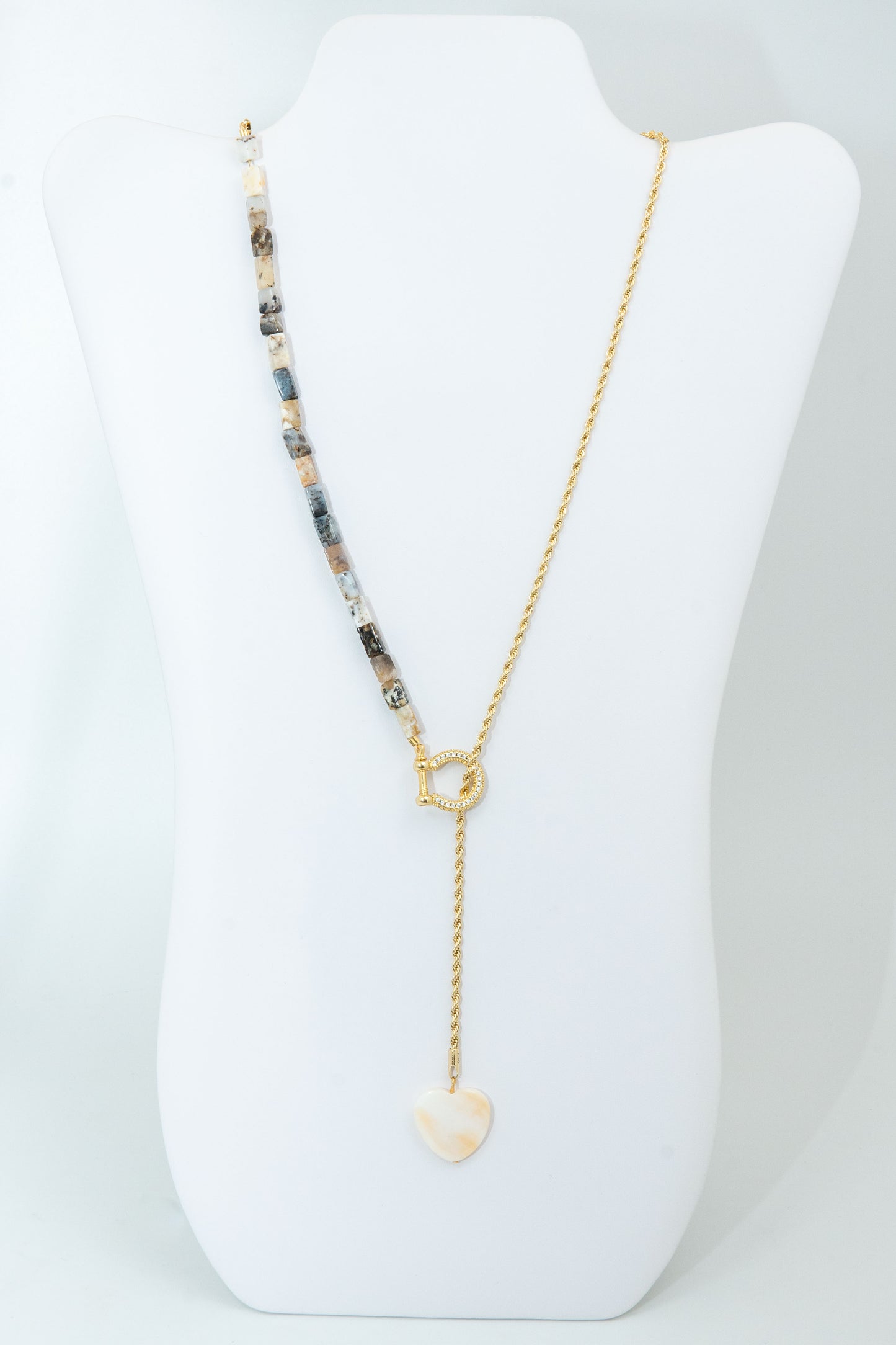 Mother Of Pearl and Stone Statement Necklace