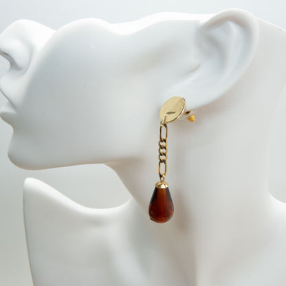 Hessonite Gem Dangle Drop Earrings