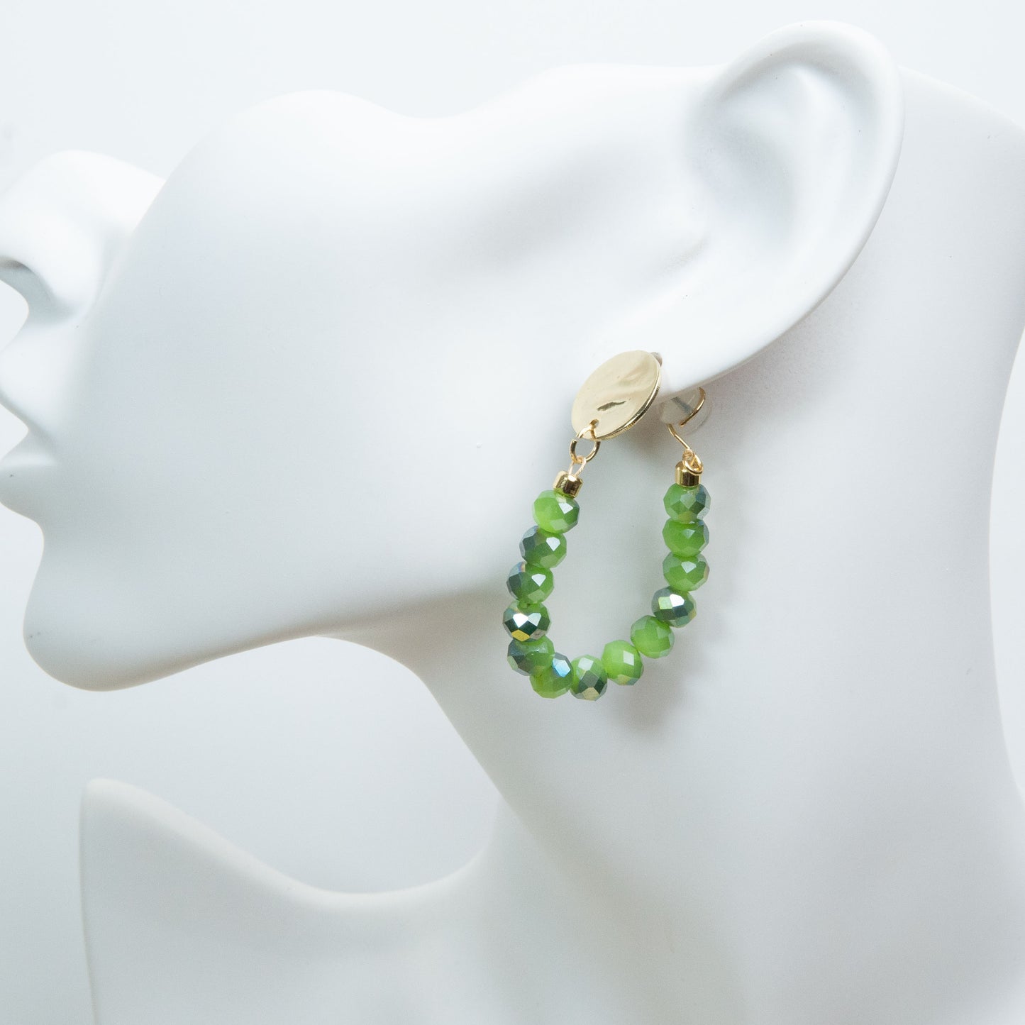 Handmade Green Austrian Crystal Hoop Earrings