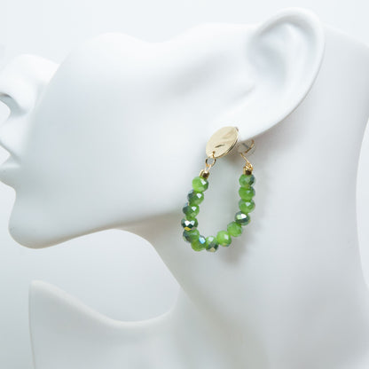 Handmade Green Austrian Crystal Hoop Earrings