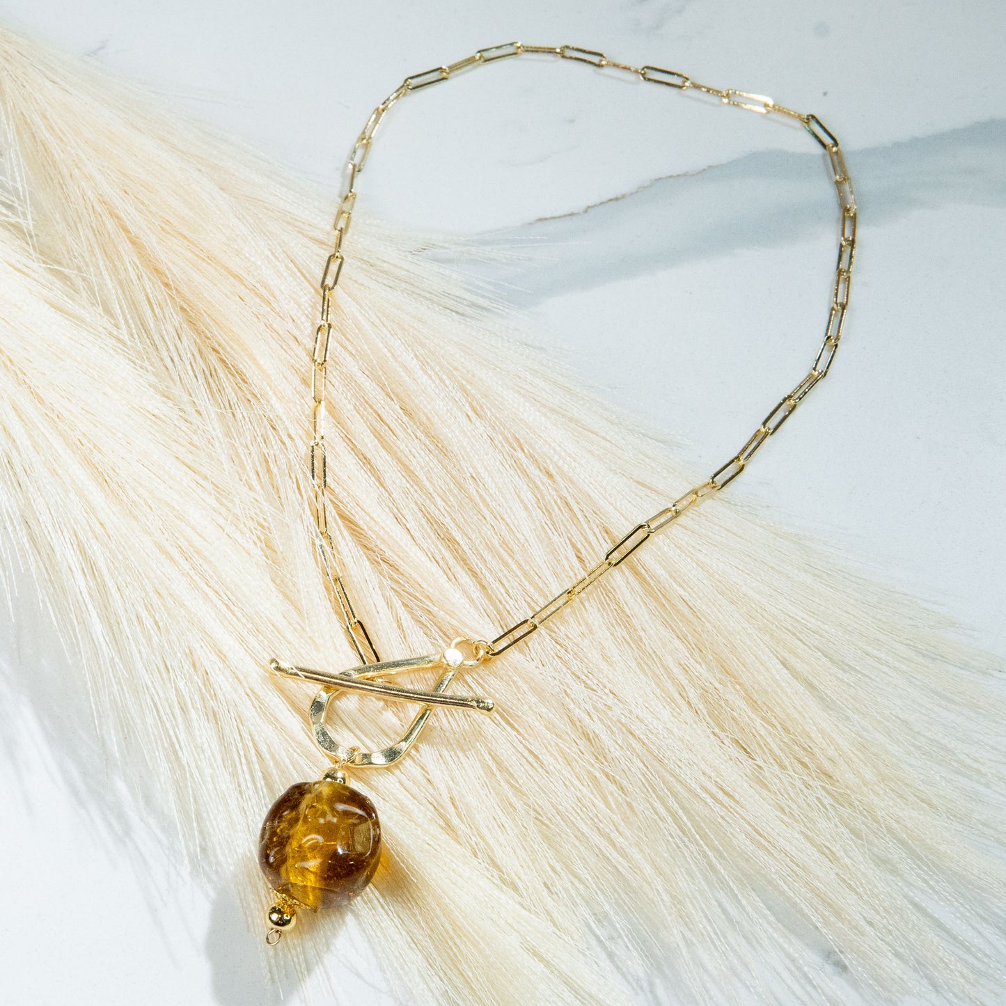 Natural Yellow Citrine Stone Statement Necklace