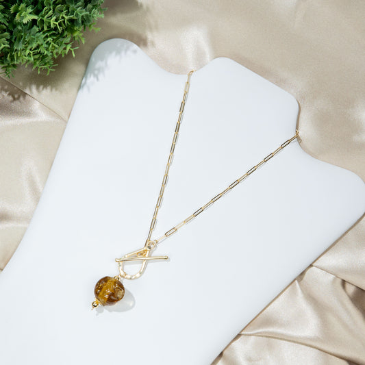 Natural Yellow Citrine Stone Statement Necklace