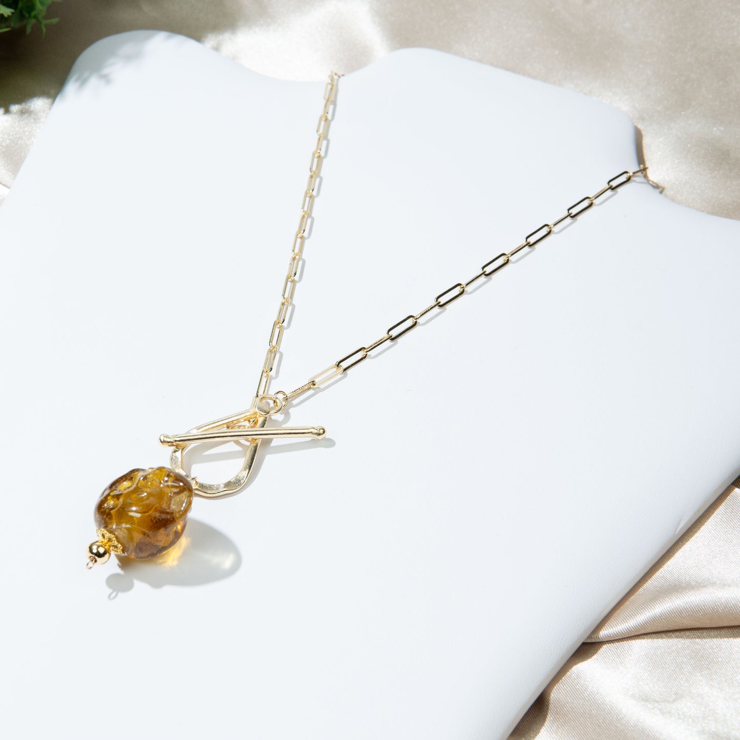 Natural Yellow Citrine Stone Statement Necklace