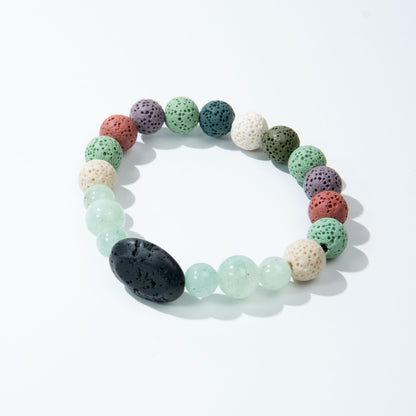 Outdoorsy Green Aventurine Lava Bracelet