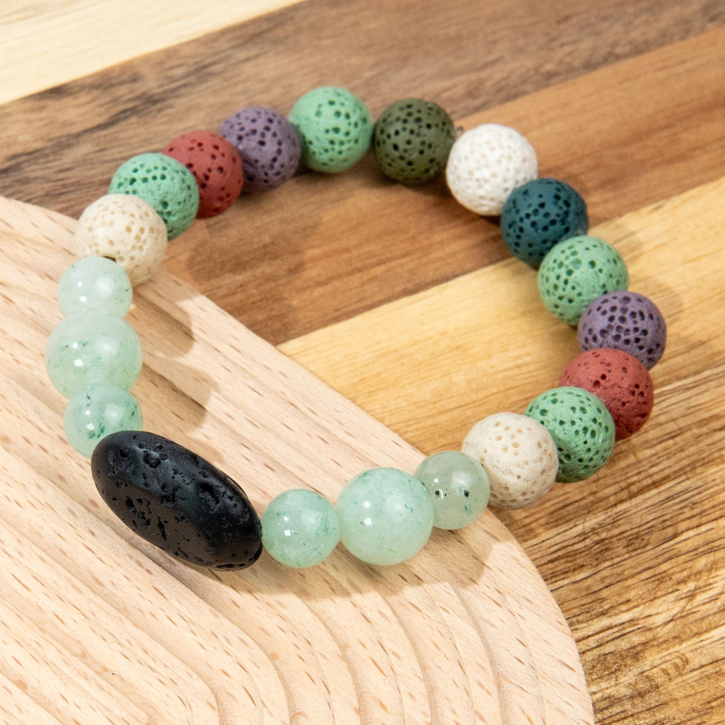 Outdoorsy Green Aventurine Lava Bracelet