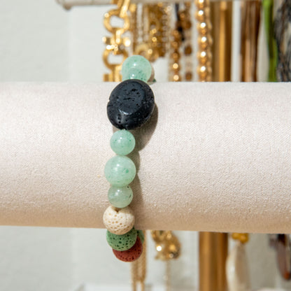 Outdoorsy Green Aventurine Lava Bracelet