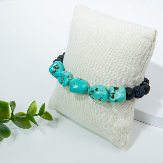 Turquoise Howlite & Volcanic Bracelet