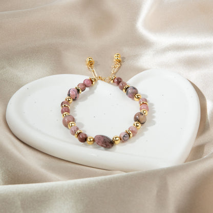 Pulsera elegante de piedra rosa