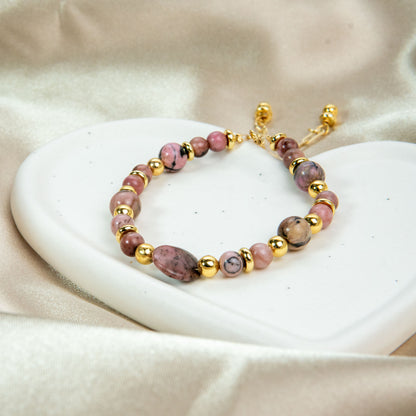 Pulsera elegante de piedra rosa