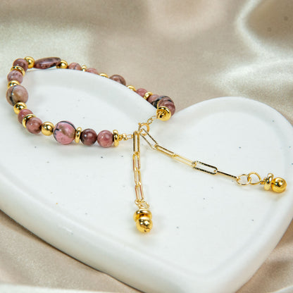 Pulsera elegante de piedra rosa