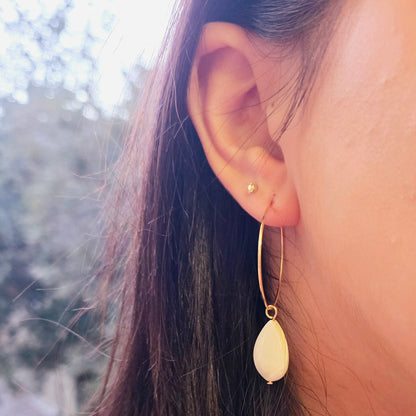 Gold Mother Pearl Hoop Earrings