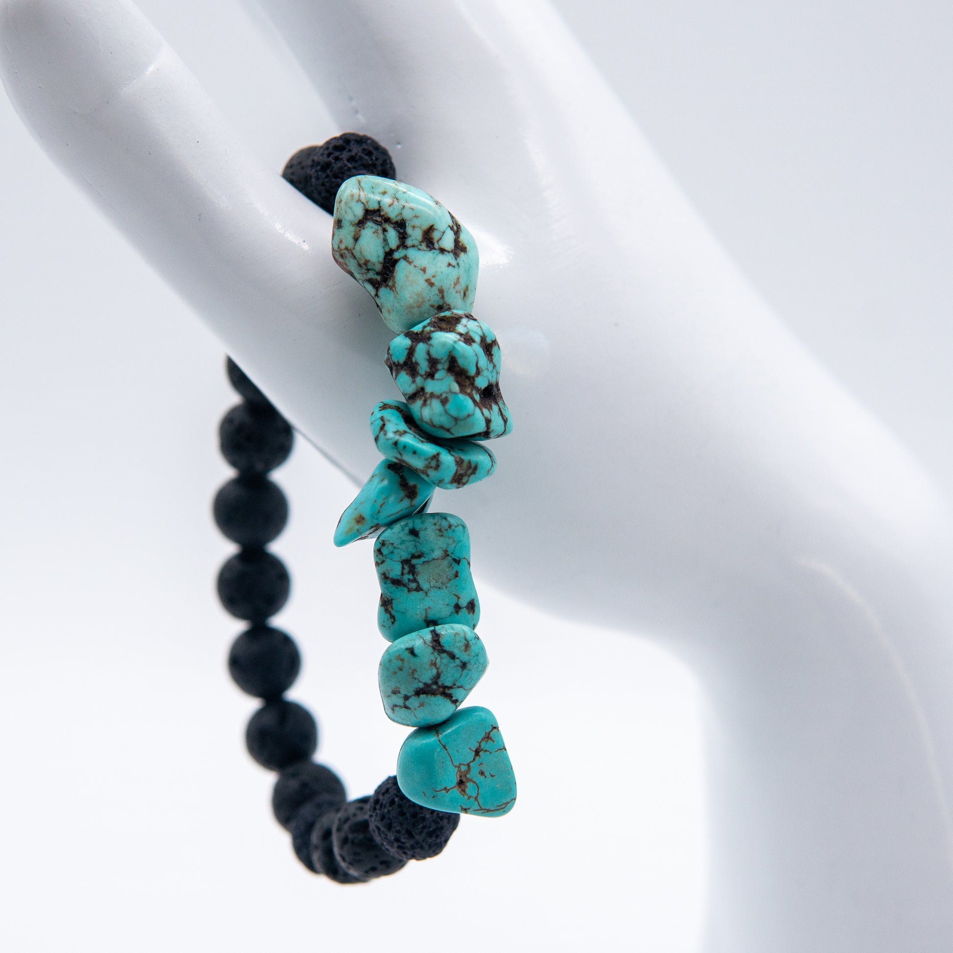 Turquoise Howlite & Volcanic Bead Bracelet - Relato.Jewelry