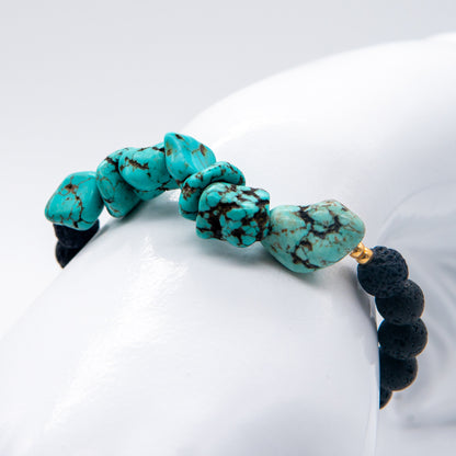 Turquoise Howlite & Volcanic Bead Bracelet - Relato.Jewelry