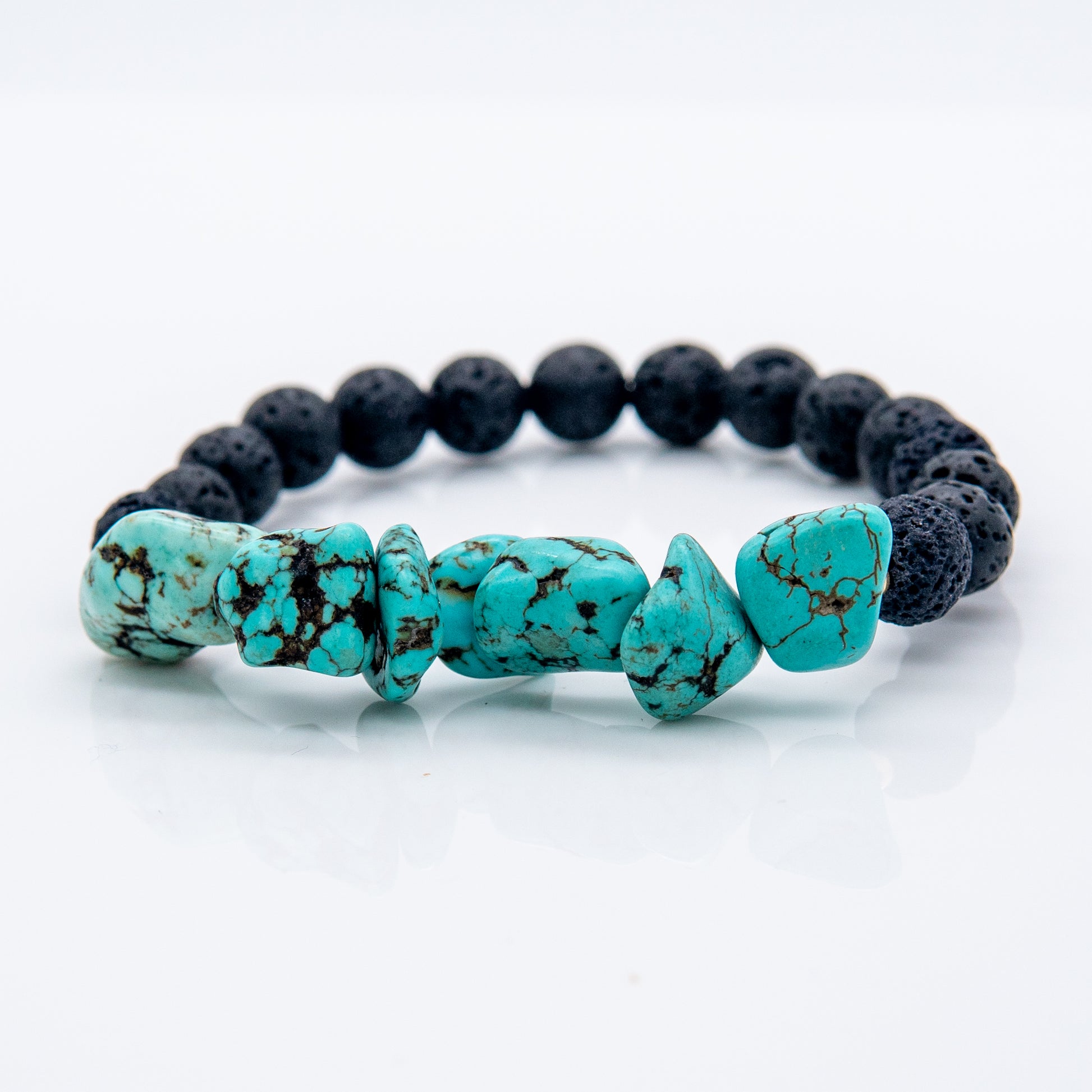 Turquoise Howlite & Volcanic Bead Bracelet - Relato.Jewelry