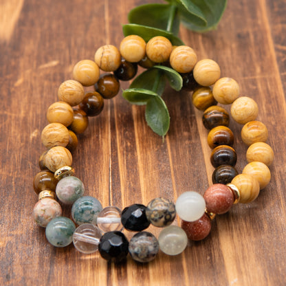 Tiger Eye and Leopard Boho Dual Bracelet - Relato.Jewelry