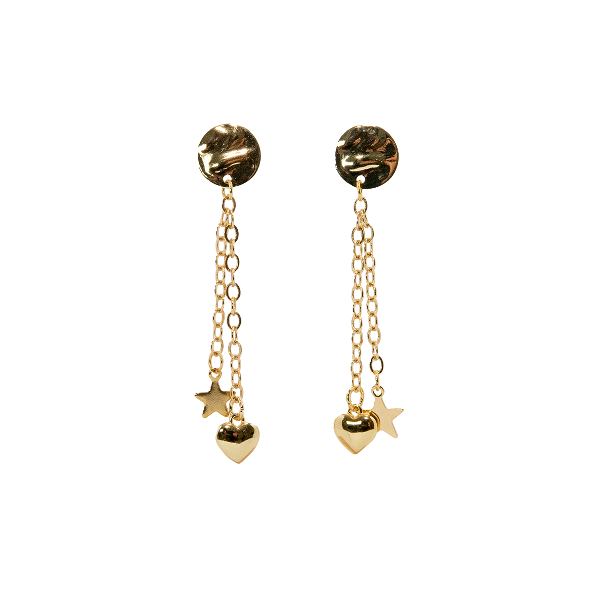 Charming Gold Star and Heart Dangle Earrings