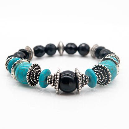 Dainty Boho Blue & Black  Beaded Bracelet - Relato.Jewelry