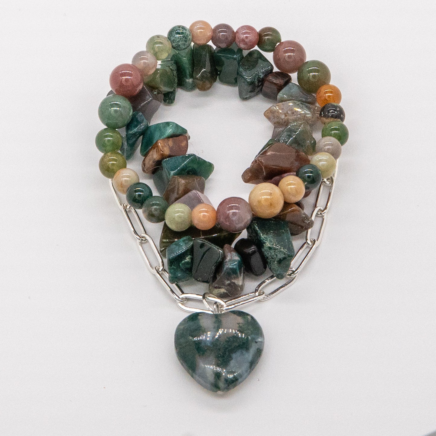 Green Heart Jade Pendant Accent Mix & Match Bracelet - Relato.Jewelry