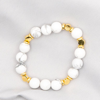 Timeless  Handmade White Gemstone Bracelet with Gold Accent - Relato.Jewelry