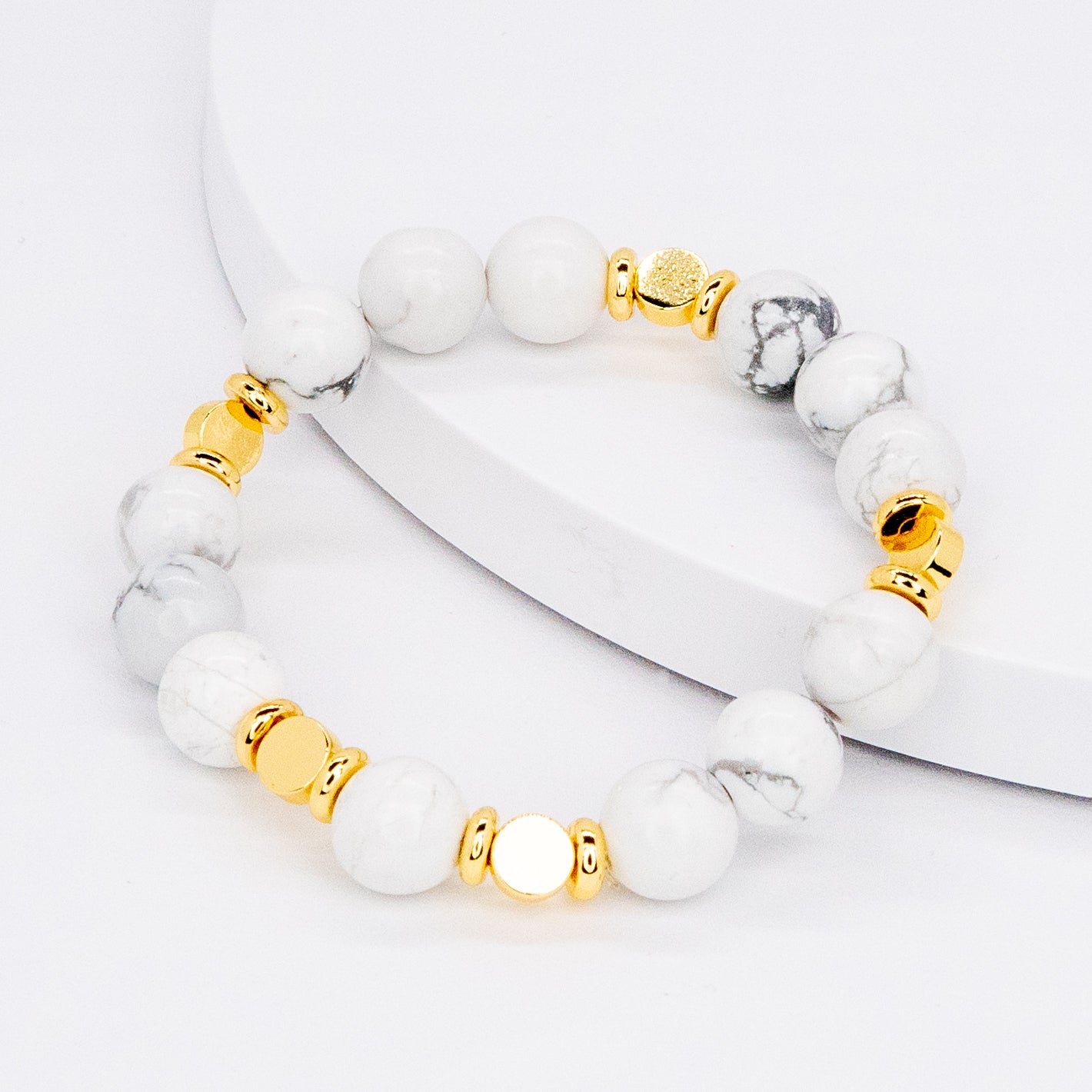 Timeless  Handmade White Gemstone Bracelet with Gold Accent - Relato.Jewelry