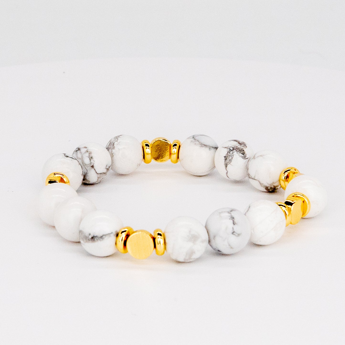 Timeless  Handmade White Gemstone Bracelet with Gold Accent - Relato.Jewelry